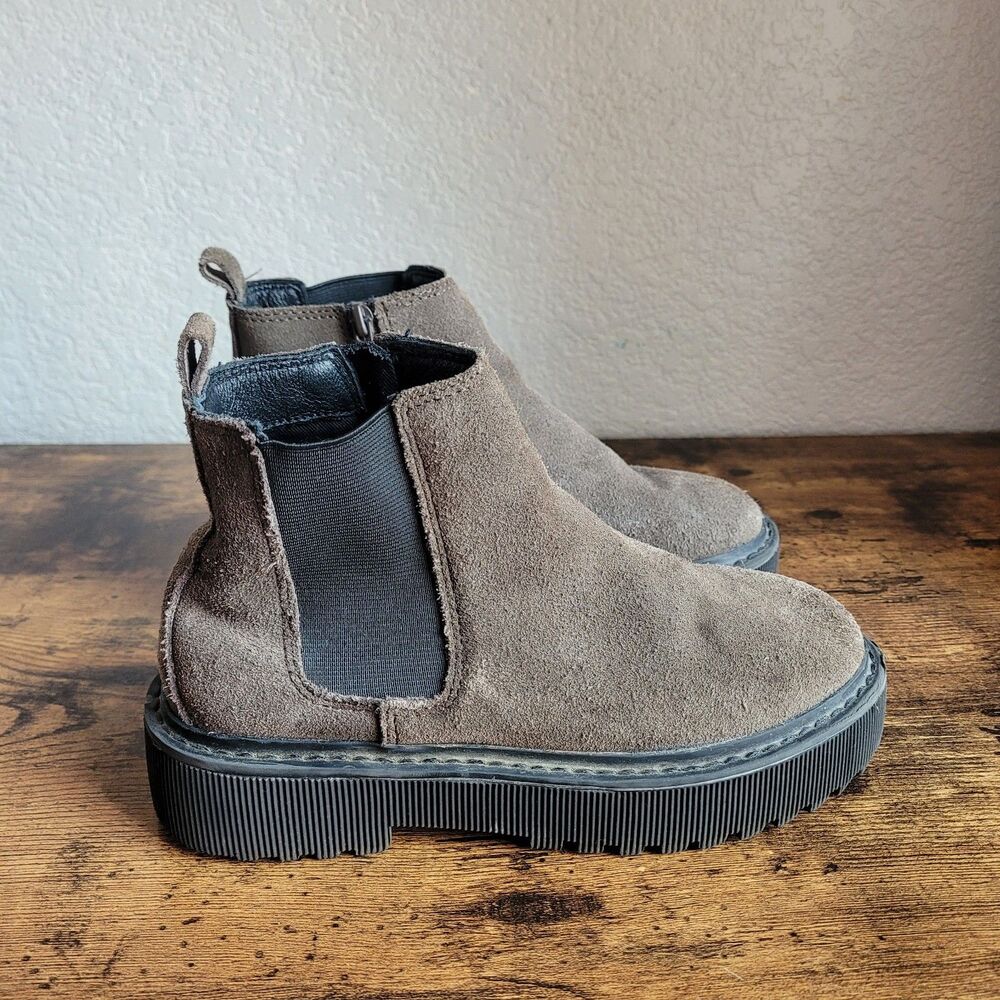 Kids Zara Black Knit Chelsea Boots Size EUR 32 US 1 Suede Platform Chunky
